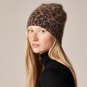 J. Crew Brown Leopard Knit Hat